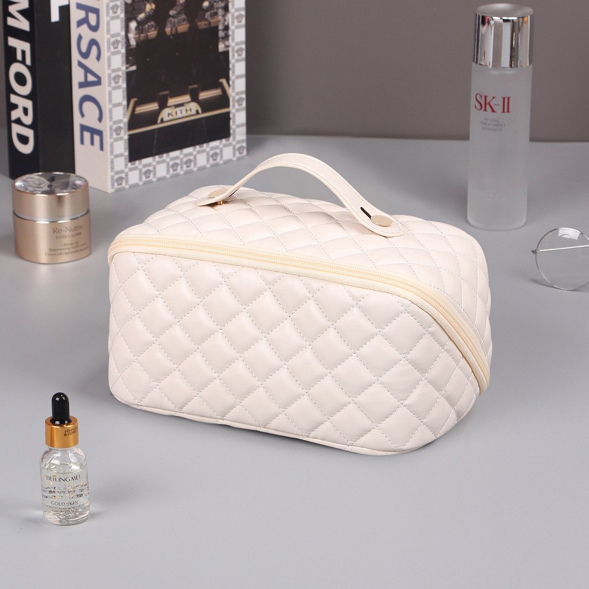 Fashion custom PU Travel Make up cosmetic bags & cases Organ pillow waterproof material for storage travelling gift bag