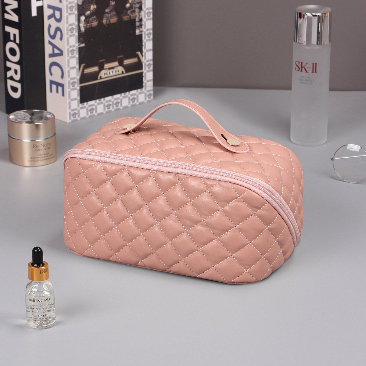 Fashion custom PU Travel Make up cosmetic bags & cases Organ pillow waterproof material for storage travelling gift bag