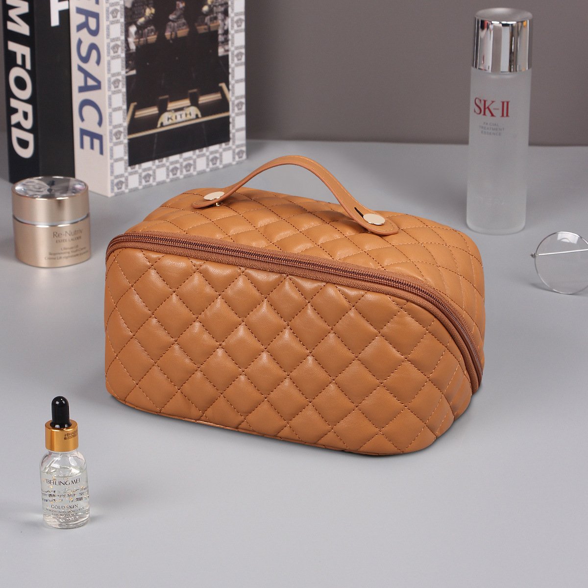 Fashion custom PU Travel Make up cosmetic bags & cases Organ pillow waterproof material for storage travelling gift bag