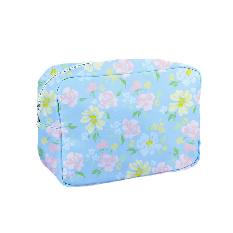 RTS makeup Cosmetic Bag Durable Nylon Storage Cases Travel Bag Waterproof Makeup Organizers Pouch Blue Floral Cosmetic Bags