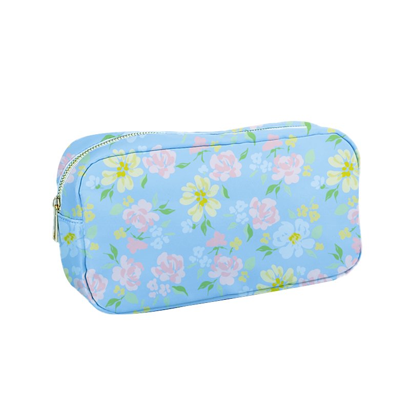 RTS makeup Cosmetic Bag Durable Nylon Storage Cases Travel Bag Waterproof Makeup Organizers Pouch Blue Floral Cosmetic Bags