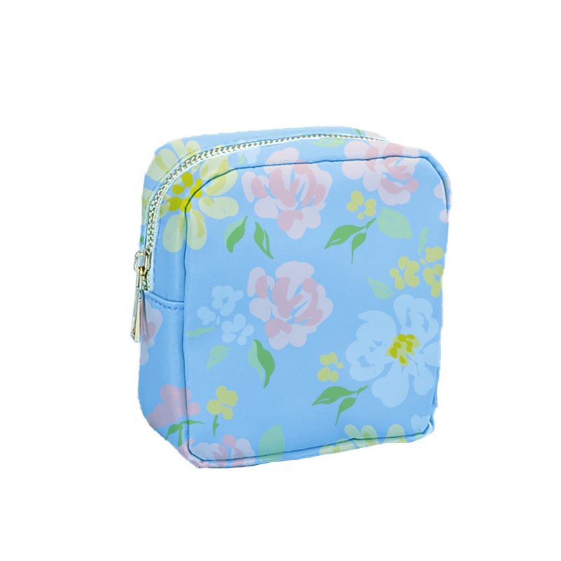 RTS makeup Cosmetic Bag Durable Nylon Storage Cases Travel Bag Waterproof Makeup Organizers Pouch Blue Floral Cosmetic Bags