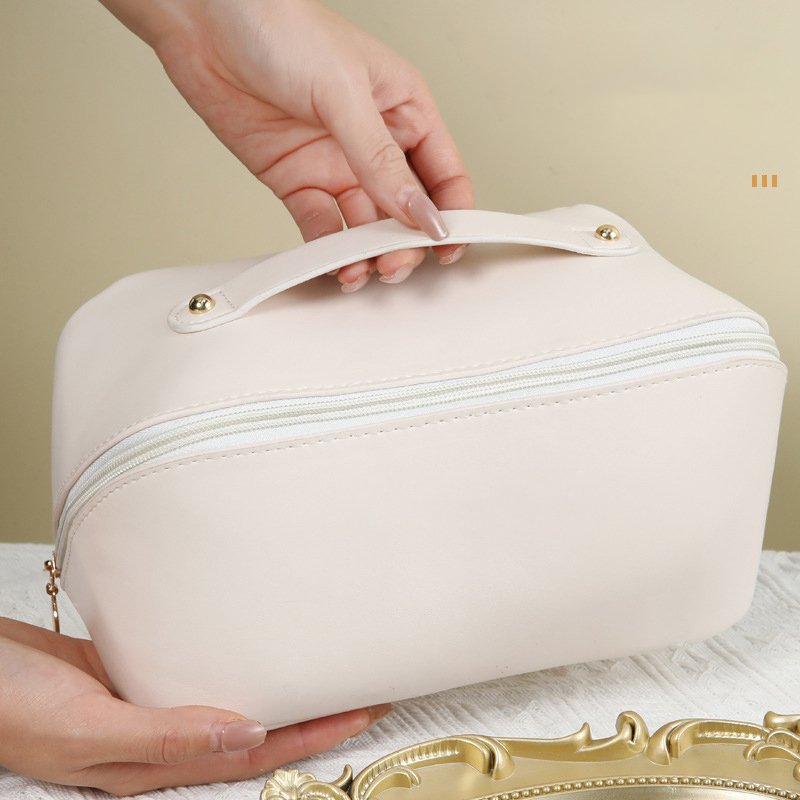 2024 PU Leather Large Capacity Travel Women Cosmetic Bag Travel Organizer Waterproof Storage Zipper Makeup Brush Pouch Bags