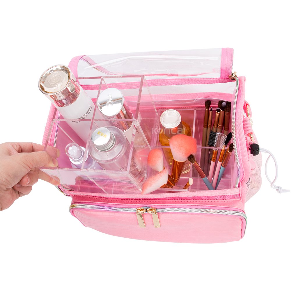 KONCAI makeup case make up transparent accessories suitcase vanity box organizers cosmetic bag