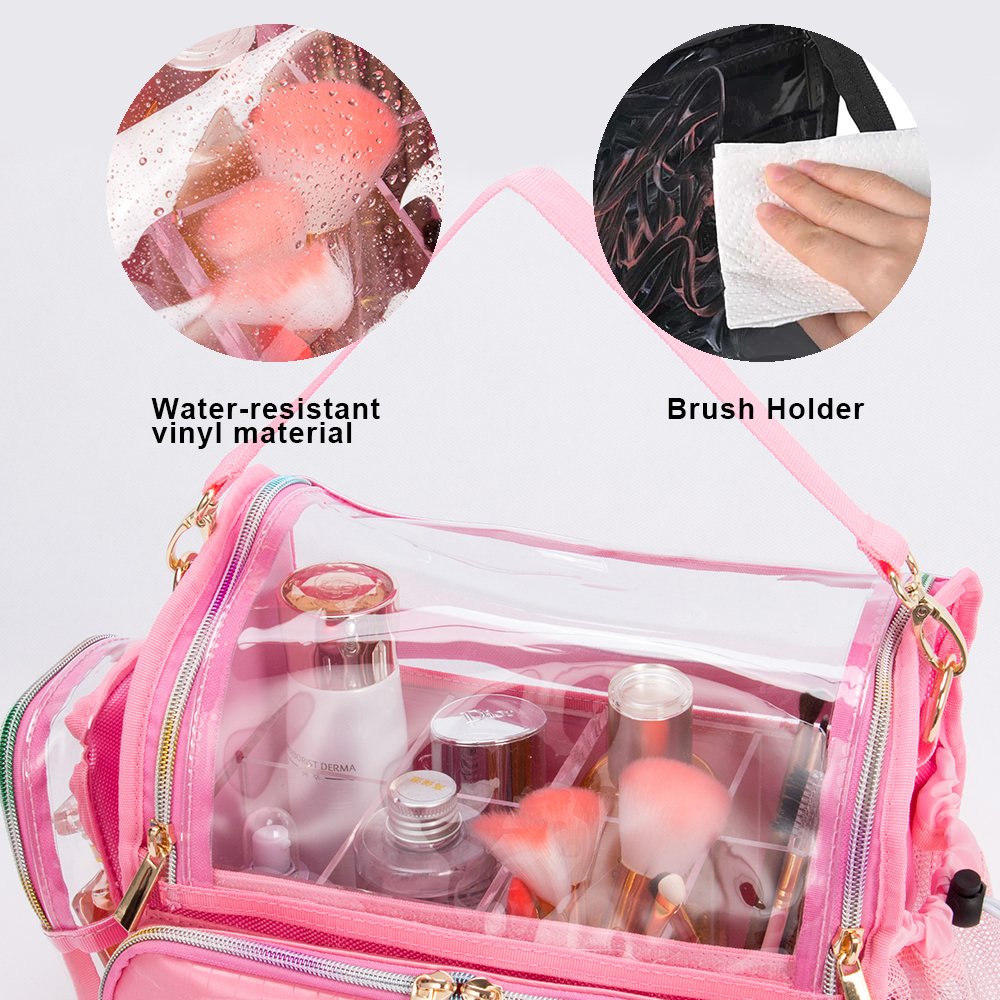 KONCAI makeup case make up transparent accessories suitcase vanity box organizers cosmetic bag