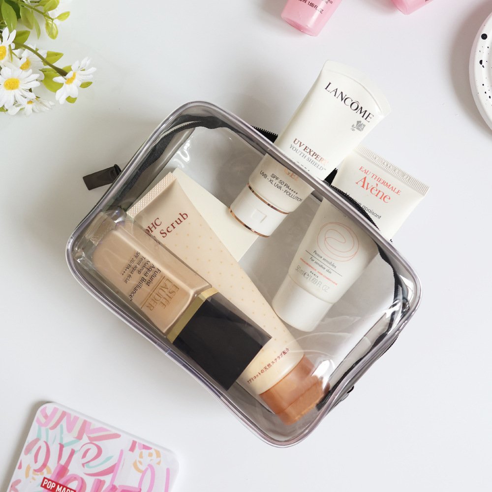 Wholesale Fashion Clear Makeup Pouches Organizer Toiletry Travel Personalized Transparent Zipper Cosmetic Bags