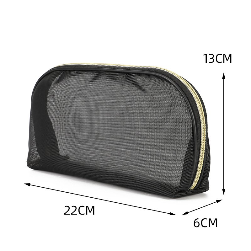 Hot Selling Custom Logo Black Women Transparent Vanity Travel Kits Mesh Makeup Bag Pouch Mesh Cosmetic Bags Cases With Zipper