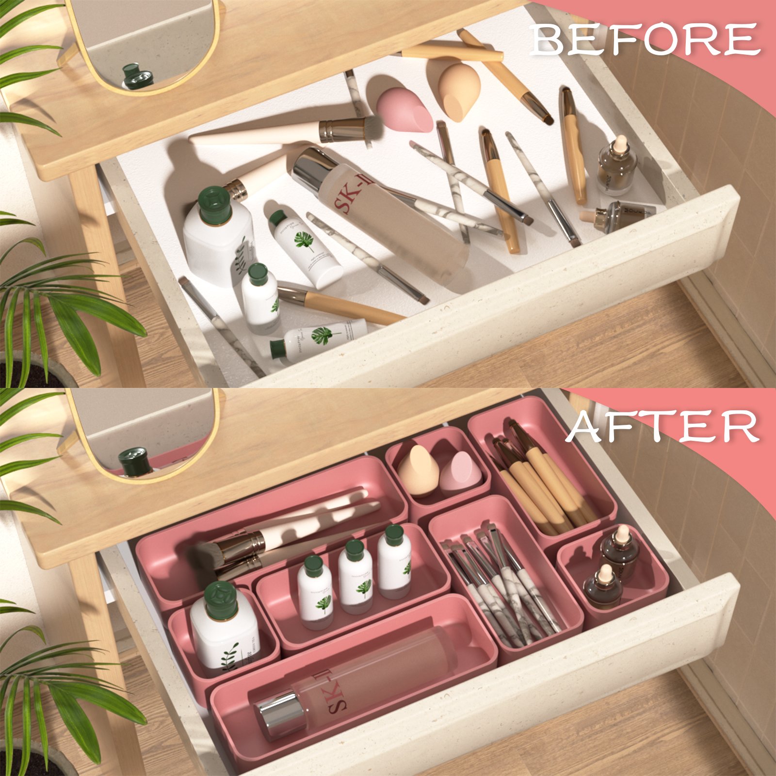 Fashion Big Capacity Multifunctional Storage Wholesale Price Desk Cosmetic Storage Bin Makeup Organizer Box Organizer