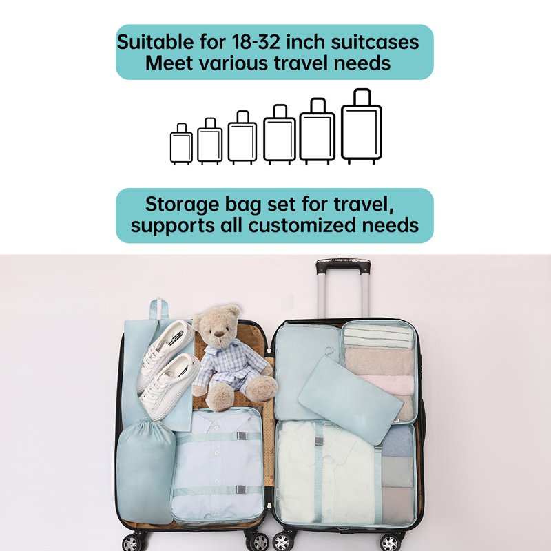 OEM ODM Custom 7Pcs Travel Clothing Portable Bag Set Waterproof Foldable Suitcase Organizer Lightweight Luggage Storage Bag