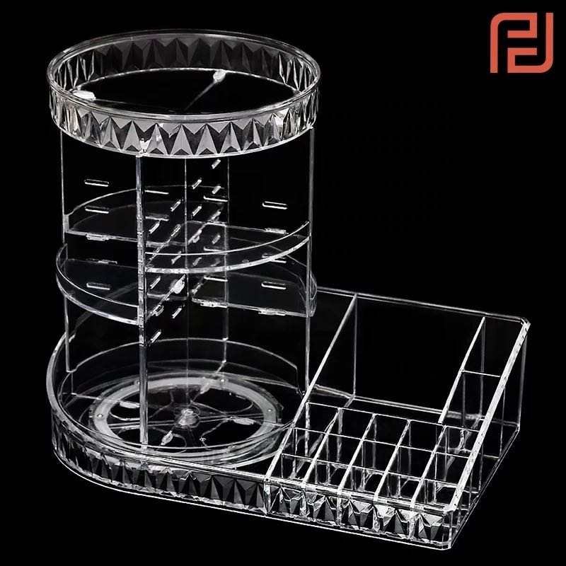 Hot Seller 360 Degree Vanity Spinning Rotating Clear Plastic Acrylic Cosmetic Makeup Organizer For Desk