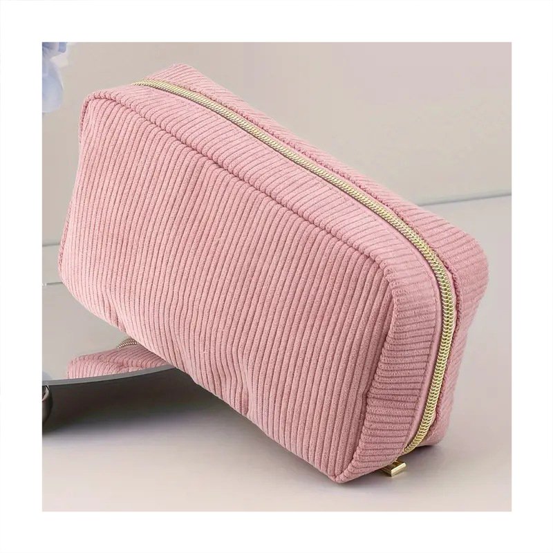 Factory Custom Cosmetic Organizers Zipper Corduroy travel Makeup Bag cosmetic bag