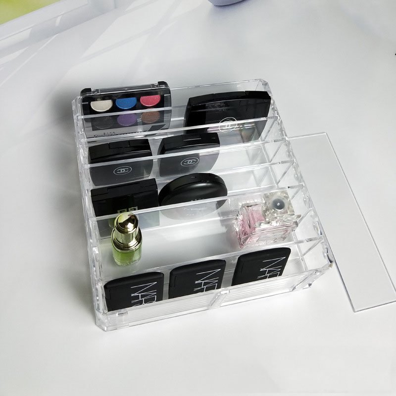 Clear Acrylic Makeup Organizer Makeup Powder Box Desktop Eye Shadow Storage Box Lipstick Brush Holder Jewelry Cosmetic Box