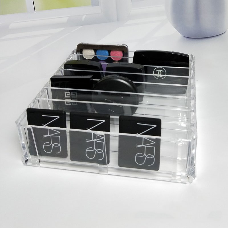 Clear Acrylic Makeup Organizer Makeup Powder Box Desktop Eye Shadow Storage Box Lipstick Brush Holder Jewelry Cosmetic Box