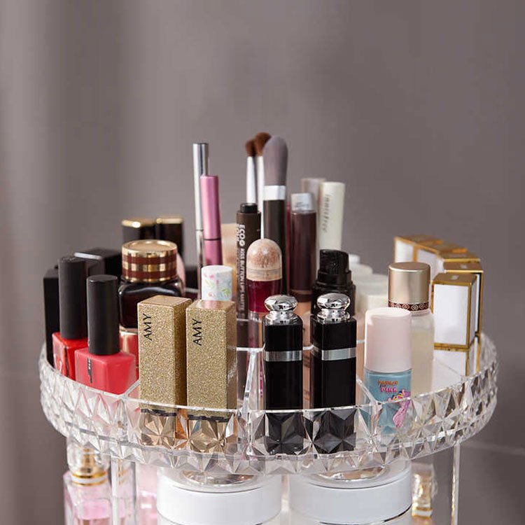 Rotating Cosmetic Organizer Clear Brush Holder Lipstick Vanity Plastic 360 Degree Rotating Makeup Organizer