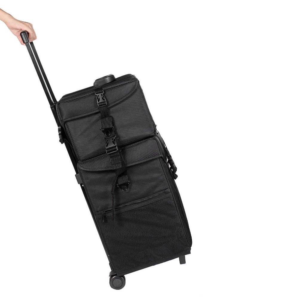 2 in 1 Rolling Makeup Trolley Storage Organizer Cosmetic Case Beauty Artist Bag