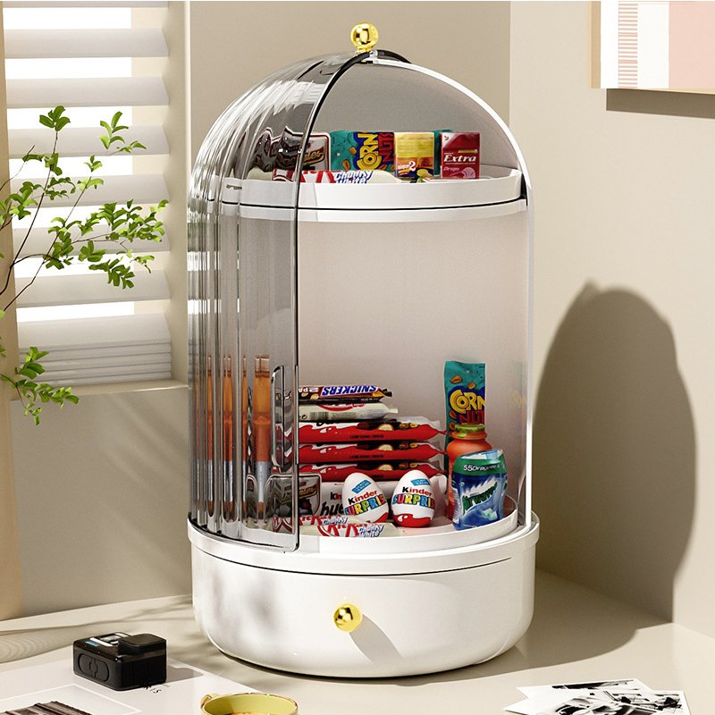 Modern Plastic 360 Degree Rotating Cosmetic Plastic Storage Box Transparent Large Capacity Makeup Organizer