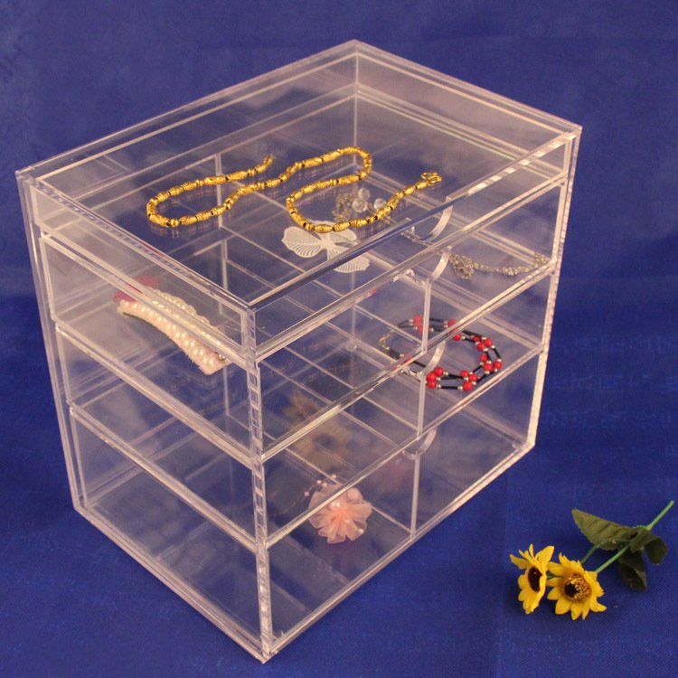 ULA005 Wholesales countertop Clear Acrylic Makeup Organizer Plexiglass Cosmetic Desk Storage Box