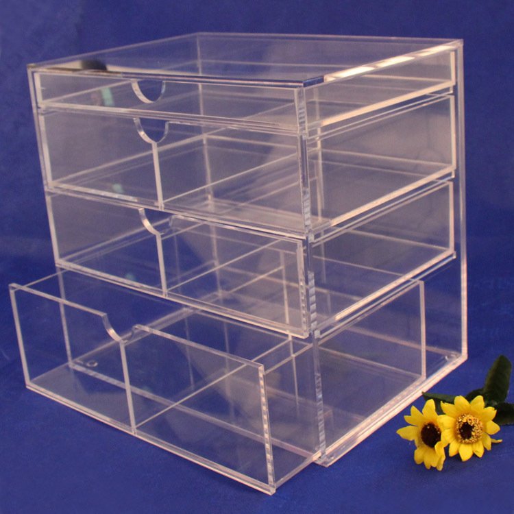 ULA005 Wholesales countertop Clear Acrylic Makeup Organizer Plexiglass Cosmetic Desk Storage Box
