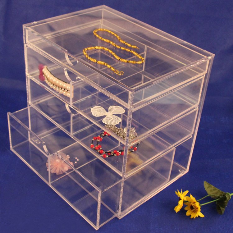 ULA005 Wholesales countertop Clear Acrylic Makeup Organizer Plexiglass Cosmetic Desk Storage Box