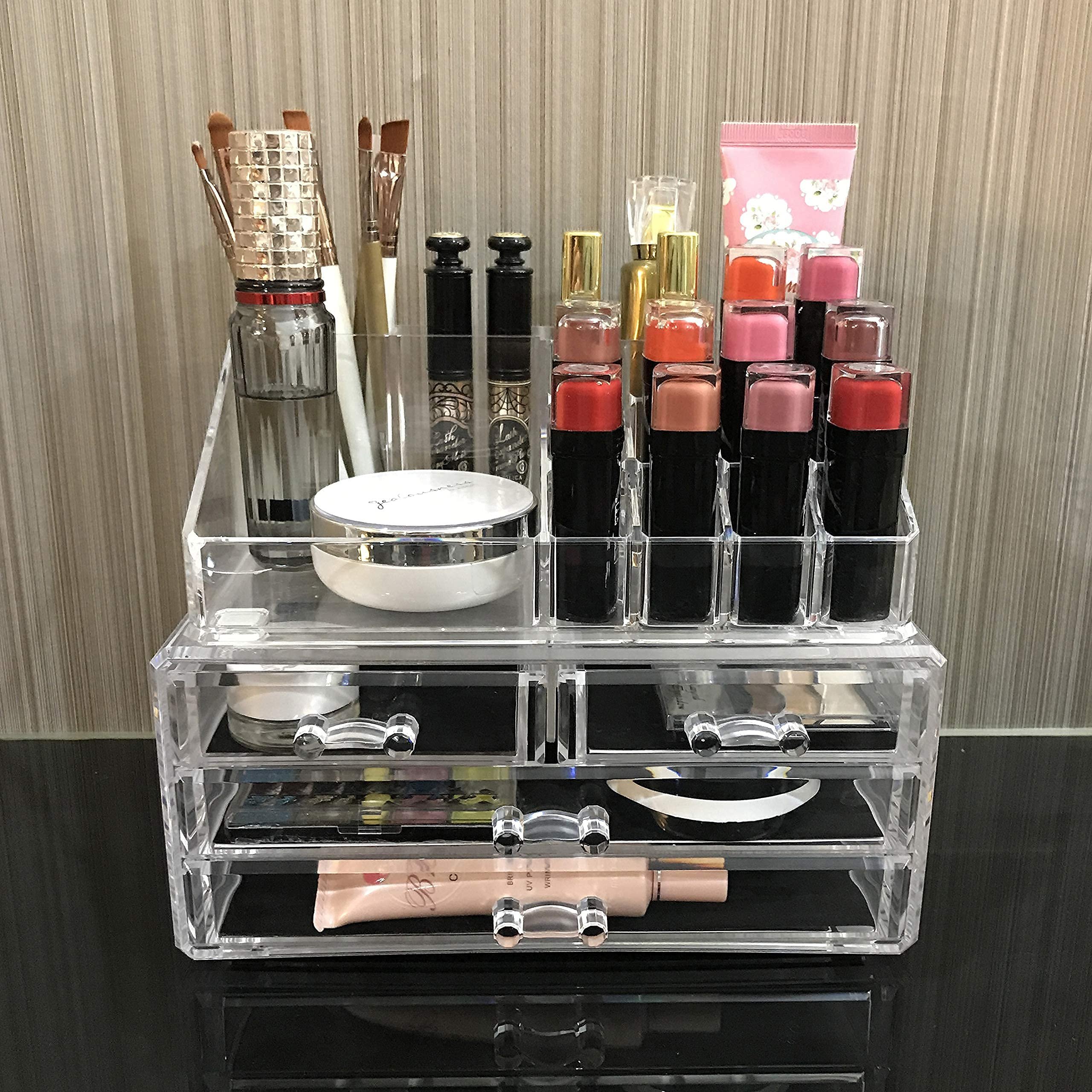Clear Makeup Organizer Acrylic Makeup Storage Box with big Drawers for Makeup Brushes, Organizer for Dresser