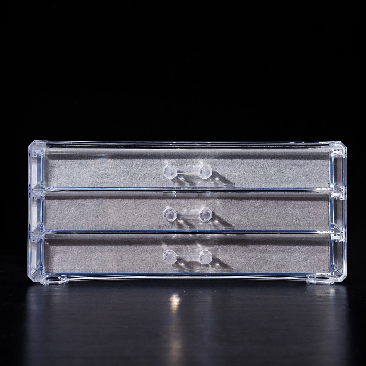 5 Layers 90-compartment Acrylic Flannel Organizer Jewelry & Necklace Organizer Rings Storage boxes
