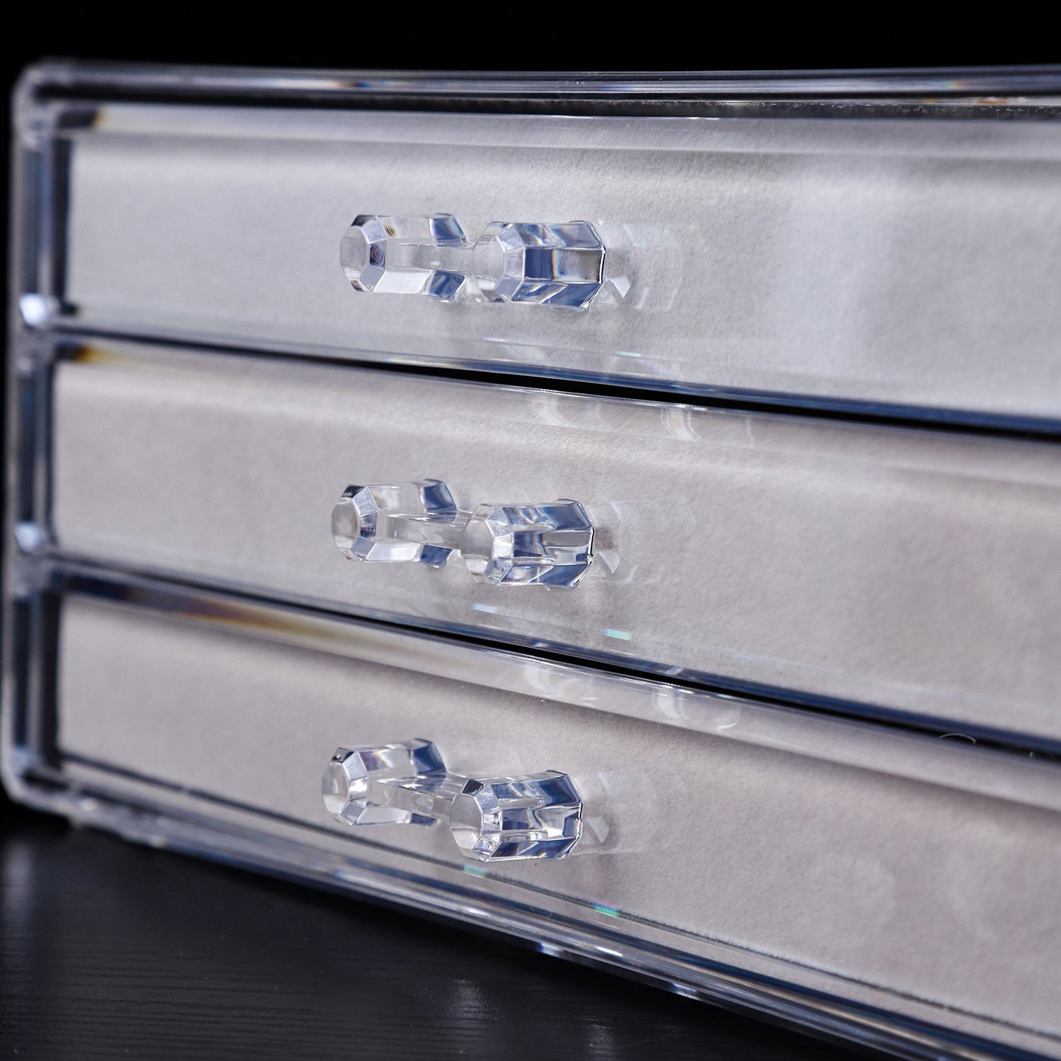 5 Layers 90-compartment Acrylic Flannel Organizer Jewelry & Necklace Organizer Rings Storage boxes