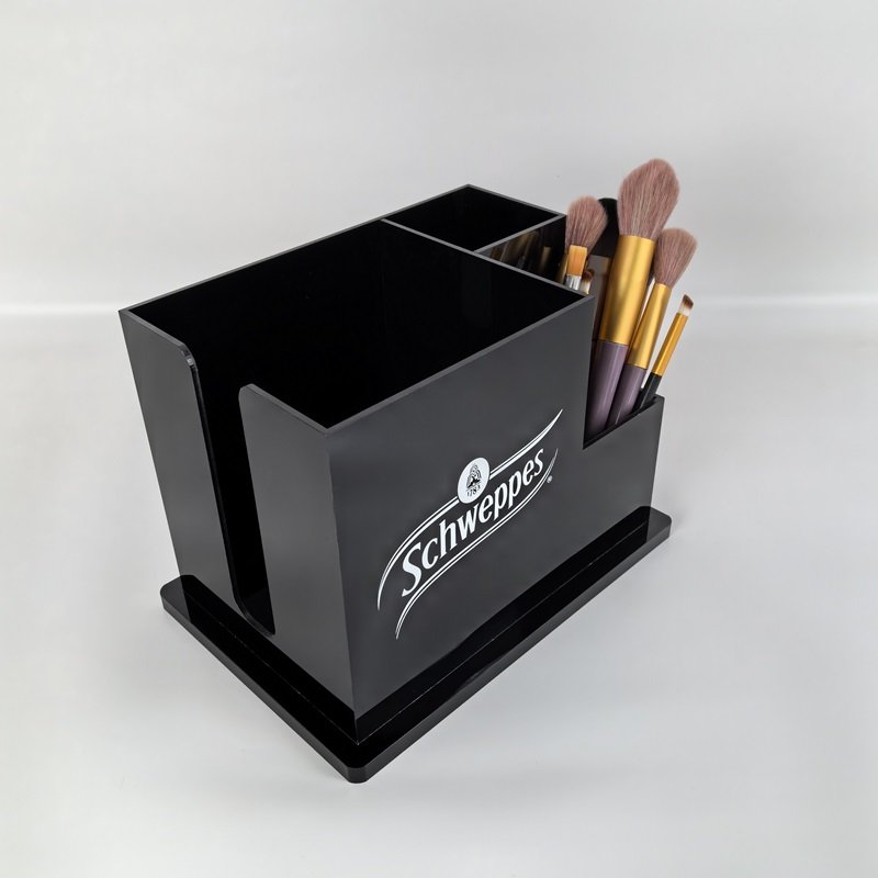 Black Acrylic Desk Organizer Pen Pencil Holder Acrylic Brush Storage Display Stand For Home