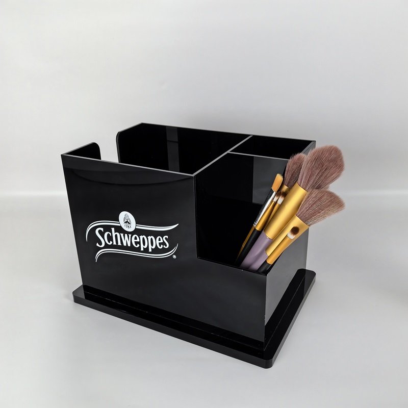 Black Acrylic Desk Organizer Pen Pencil Holder Acrylic Brush Storage Display Stand For Home