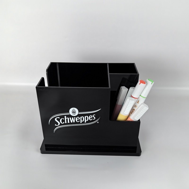 Black Acrylic Desk Organizer Pen Pencil Holder Acrylic Brush Storage Display Stand For Home