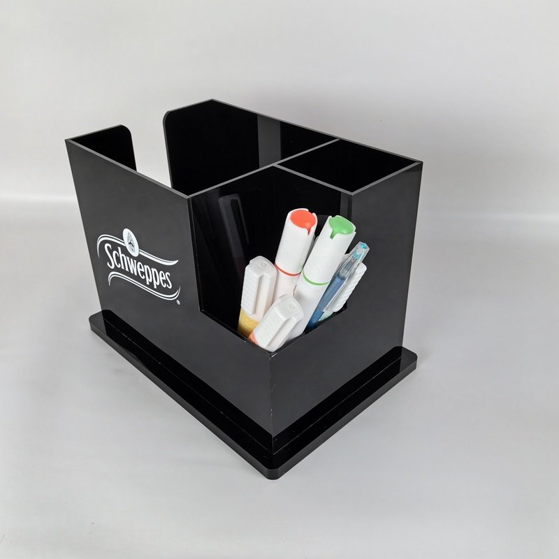 Black Acrylic Desk Organizer Pen Pencil Holder Acrylic Brush Storage Display Stand For Home