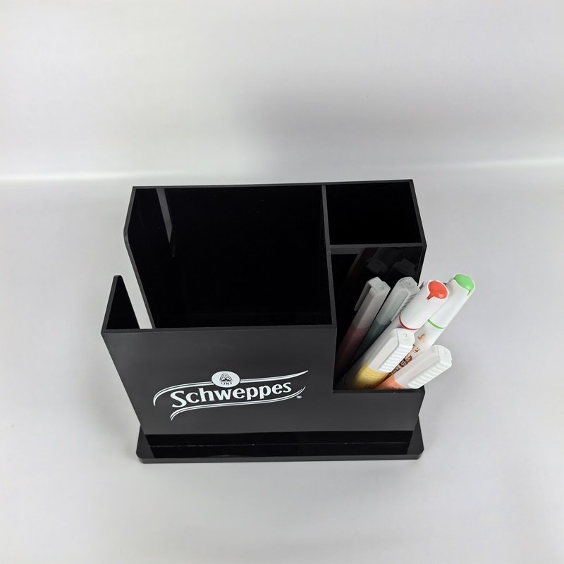 Black Acrylic Desk Organizer Pen Pencil Holder Acrylic Brush Storage Display Stand For Home