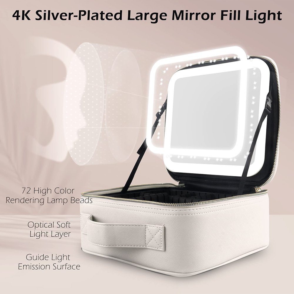 Women's Handbags Makeup Organizers Storage Box Bags Travel Beauty Tool Smart LED Light Mirror Cosmetic Case Make up Bag For Girl