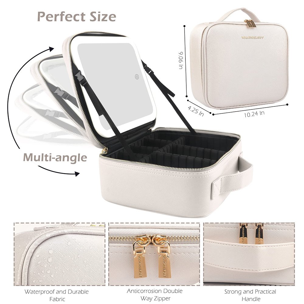 Women's Handbags Makeup Organizers Storage Box Bags Travel Beauty Tool Smart LED Light Mirror Cosmetic Case Make up Bag For Girl