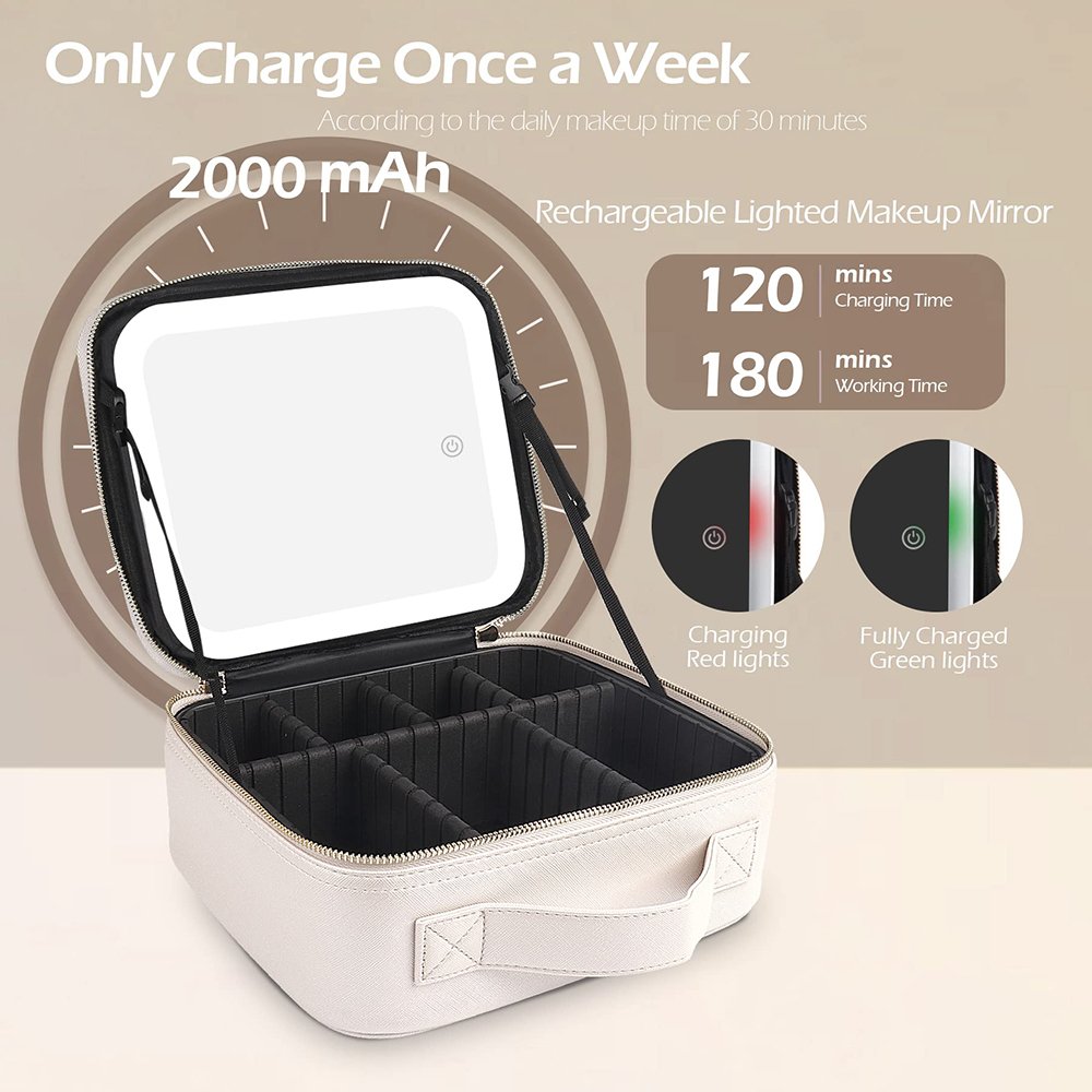 Women's Handbags Makeup Organizers Storage Box Bags Travel Beauty Tool Smart LED Light Mirror Cosmetic Case Make up Bag For Girl