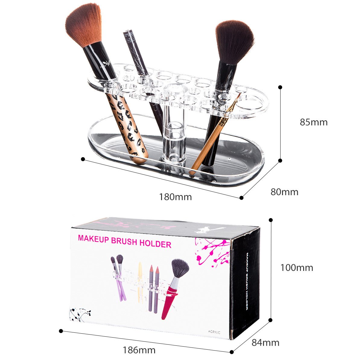 Stock Available Space-Saving Design Organizer Acrylic Makeup Brush Holder Makeup Brush Cleaner With Easy Assembly