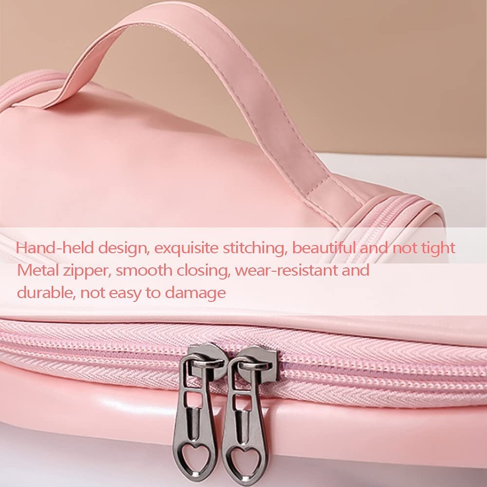 Clear Makeup Pouch Cosmetic Bag Thick PVC Zippered Toiletry Waterproof Makeup bag for Vacation Bathroom and Organizing(pink)