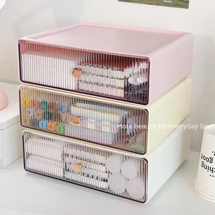 stackable modern home storage plastic organizer clear jewelry makeup storage containers boxes durable desk cabinet ribbed drawer