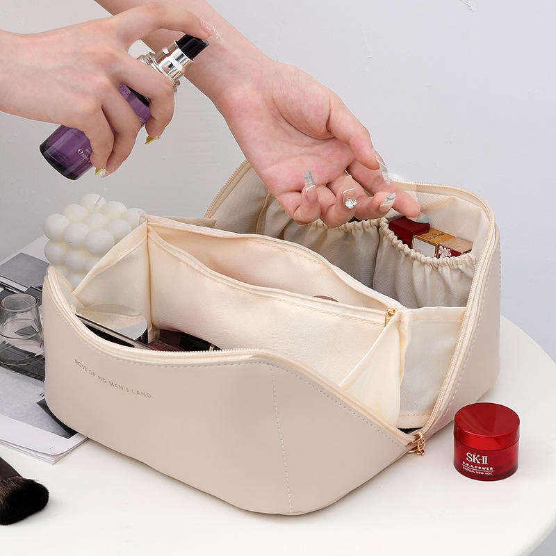 custom logo pu leather makeup bag organizer for travel cosmet make up toiletry bag woman large capacity travel cosmetic bag