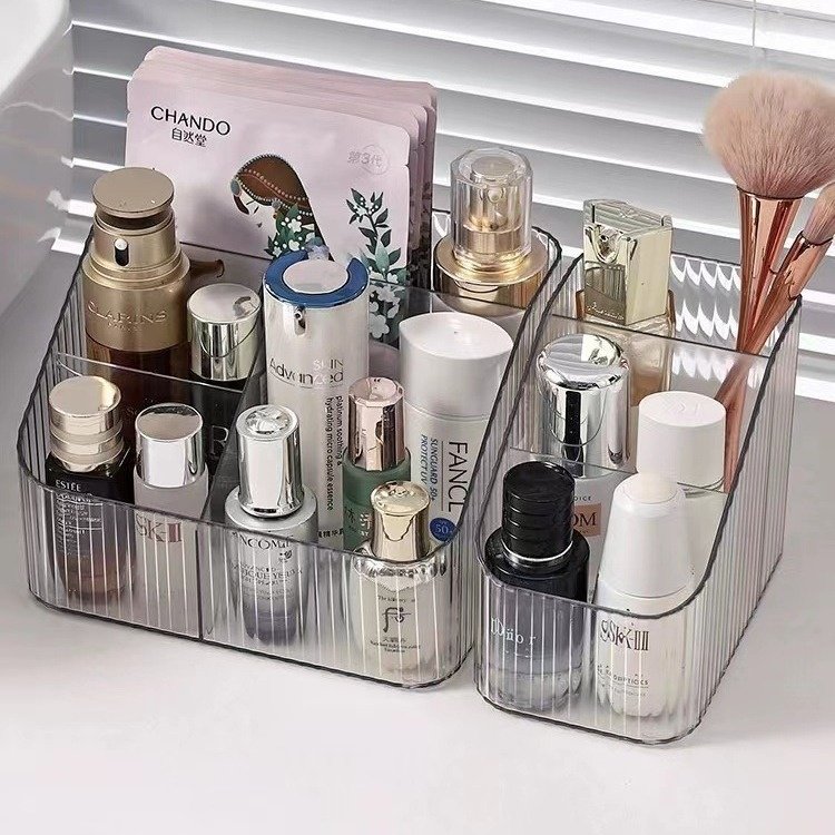 Advanced Transparent Cosmetics Storage Box PP Plastic Rectangle Desktop Storage Shelf Multifunction Dressing Table Organizer