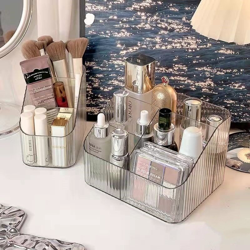 Advanced Transparent Cosmetics Storage Box PP Plastic Rectangle Desktop Storage Shelf Multifunction Dressing Table Organizer