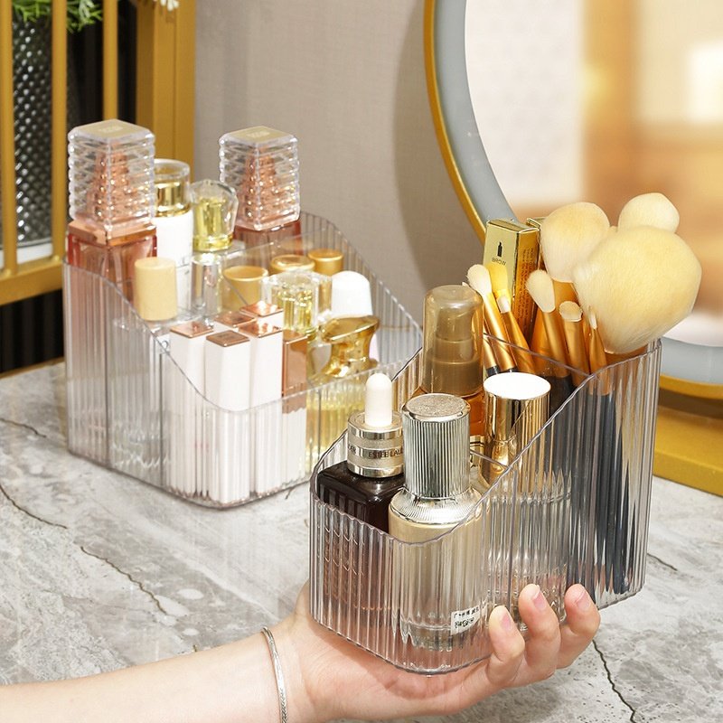 Advanced Transparent Cosmetics Storage Box PP Plastic Rectangle Desktop Storage Shelf Multifunction Dressing Table Organizer