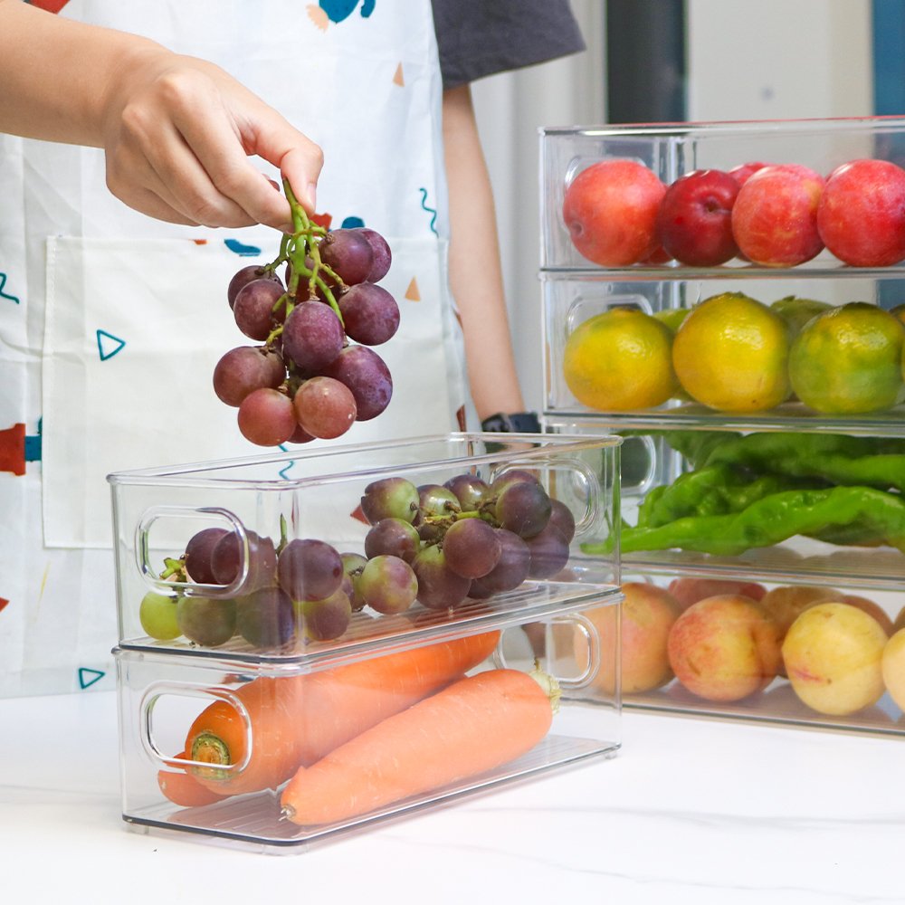 Best Seller 10-Pack Modern Design BPA Free Custom Clear Plastic Fridge Storage Drawer for Packing Pantry Freezer Organizer