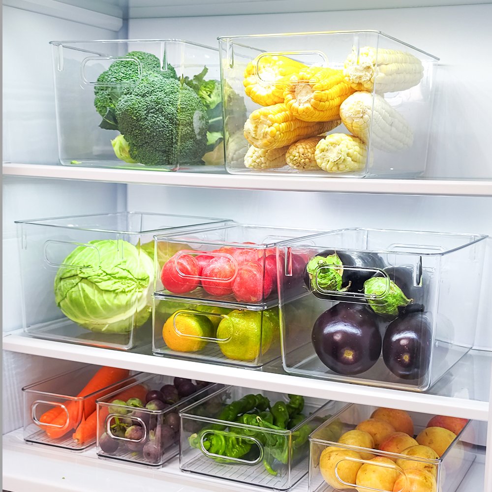 Best Seller 10-Pack Modern Design BPA Free Custom Clear Plastic Fridge Storage Drawer for Packing Pantry Freezer Organizer