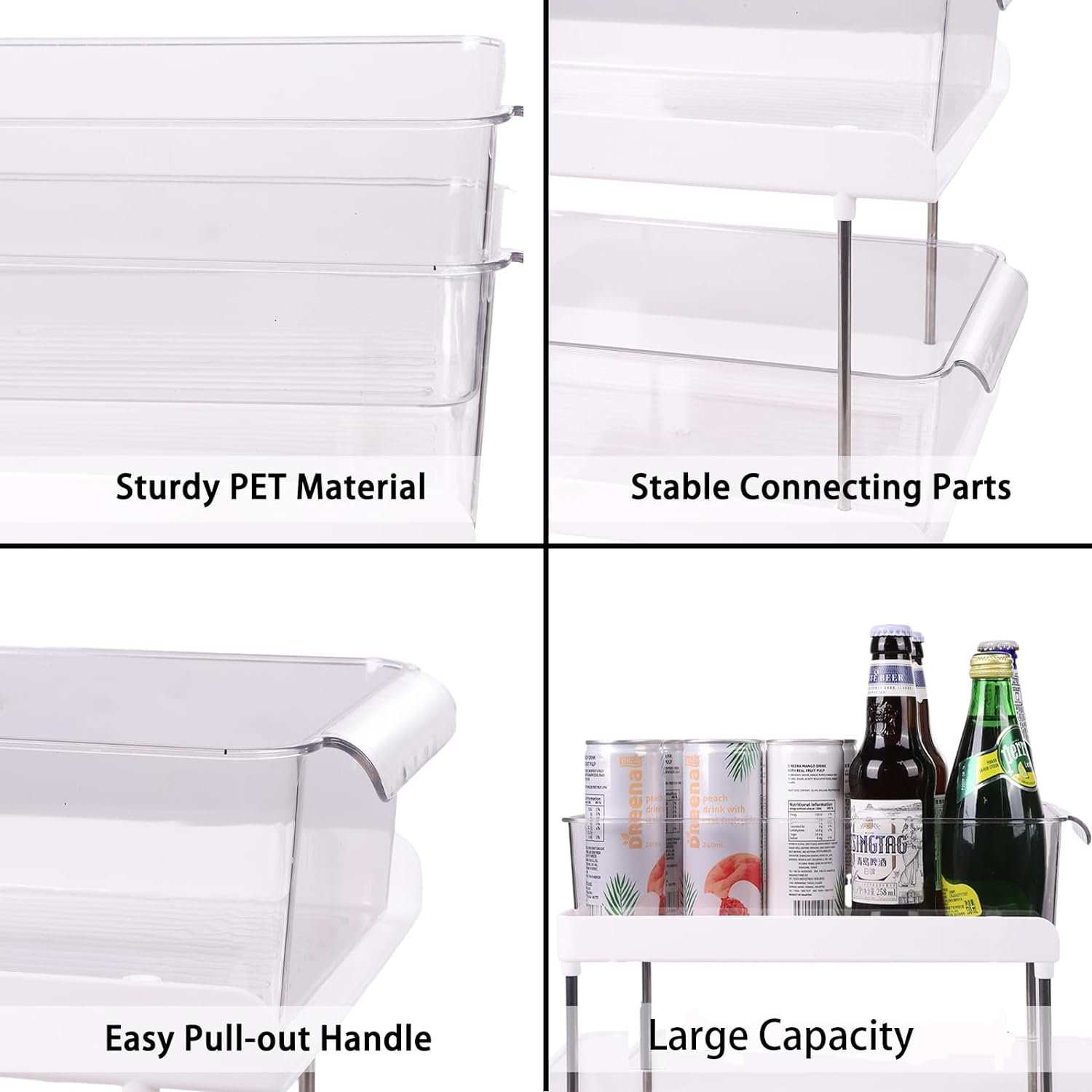 2 Tier Multi-Purpose Bathroom Cabinet Organizer Pull Out Salver Storage Transparent Under Cabinet Storage with Movable Dividers