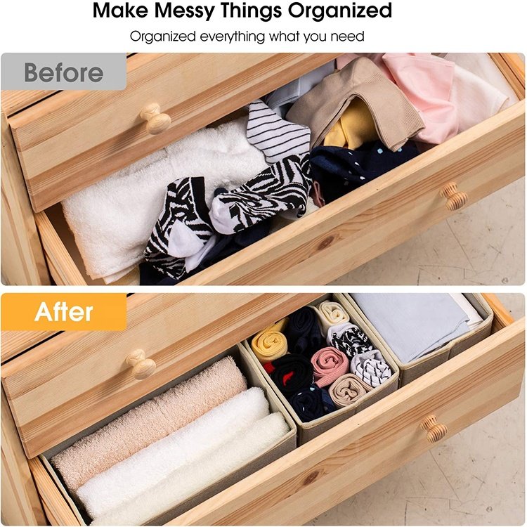 Foldable Drawer Dividers For Bras Socks Underwear Drawer Organizers Storage Boxes