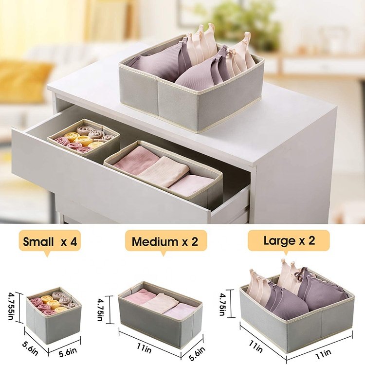 Foldable Drawer Dividers For Bras Socks Underwear Drawer Organizers Storage Boxes