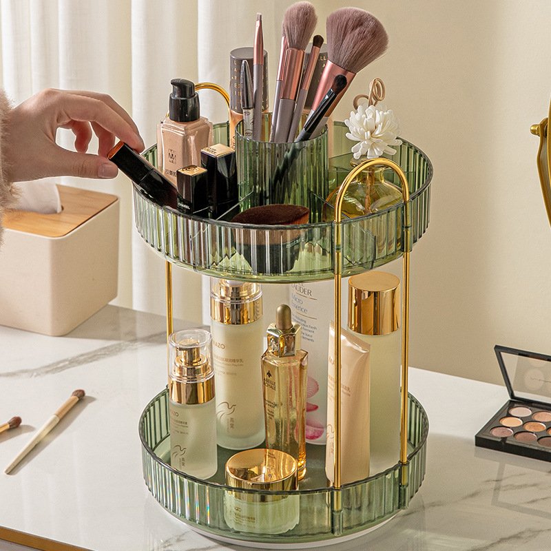 Light Luxury Rotating Storage Shelf Organizer Bathroom Desktop Makeup Cosmetics Skin Care Perfume-Dressing Makeup Organizers