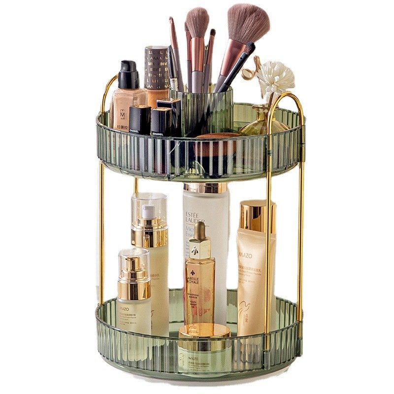 Light Luxury Rotating Storage Shelf Organizer Bathroom Desktop Makeup Cosmetics Skin Care Perfume-Dressing Makeup Organizers