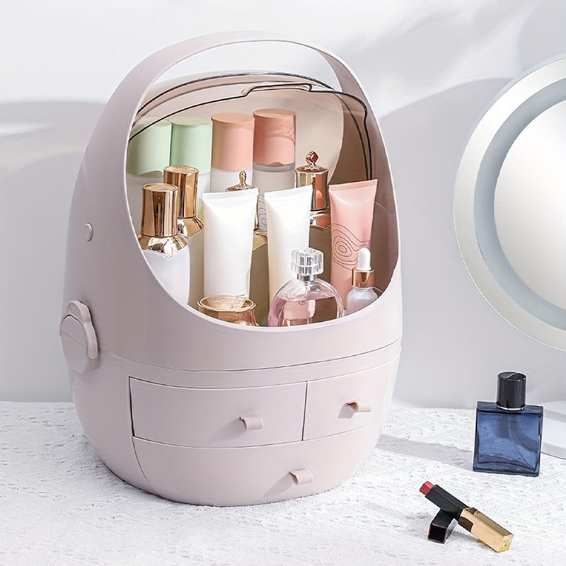 Low MOQ Wholesale Plastic Cosmetic Storage Boxes Clear Cover Make Up Display Case 2 Drawer Makeup Organizer For Bathroom