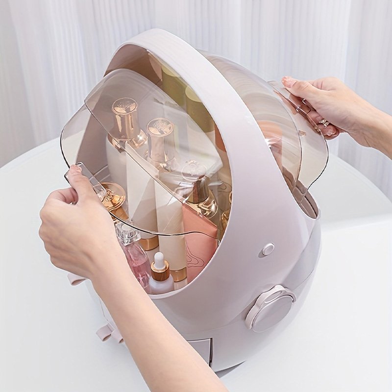 Low MOQ Wholesale Plastic Cosmetic Storage Boxes Clear Cover Make Up Display Case 2 Drawer Makeup Organizer For Bathroom